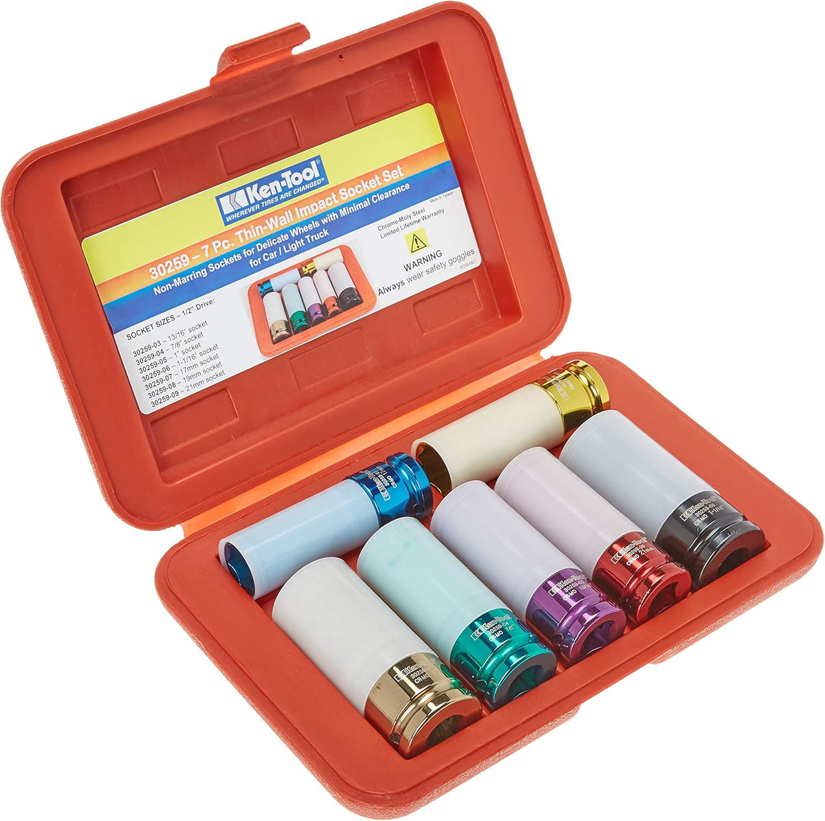 Ensemble de 7 douilles à impact à paroi mince 6 pans, entraînement 1/2", Ken-tool KEN30259 (taille unique)