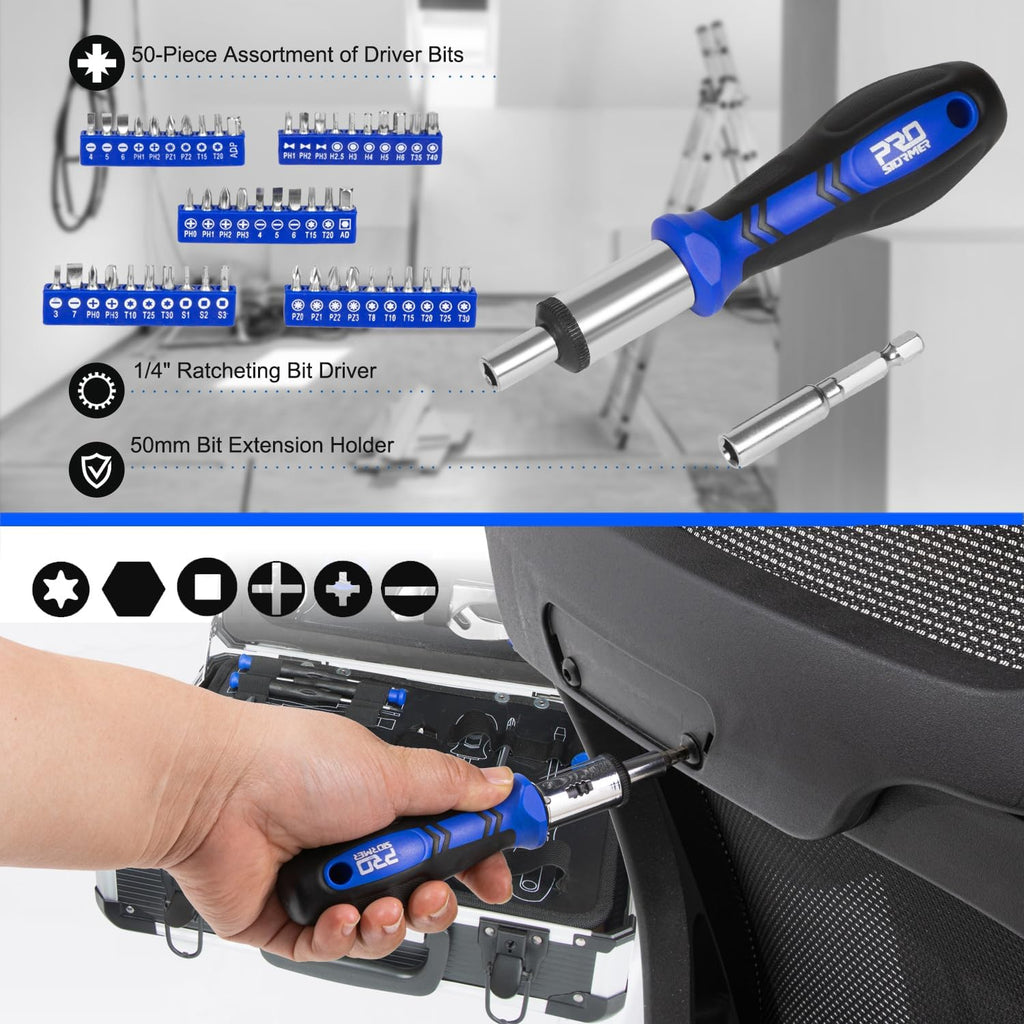 Coffret à outils pratiques Prostormer pour la maison, ensemble de 259 outils à main pour la maison avec coffret à outils robuste en aluminium, trousse à outils de base pour la maison, le camping-car, la voiture, l'atelier et plus encore.