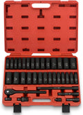 Ensemble de douilles à impact Master Master 1/2", 65 pièces, tailles standard SAE (3/8-1-1/4") et métriques (10-24 mm), kit destiné à douilles profondes et superficielles, adaptateurs et cliquet inclus.