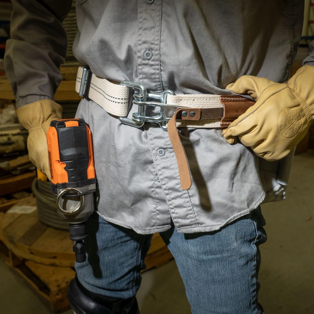 Ceinture porte-équipements Klein Tools 5425M, ceinture de travail en coton/polyester, boucle à dégagement rapide destiné à ferrailleurs, ouvriers du bâtiment, charpentiers, menuisiers, électriciens, taille M