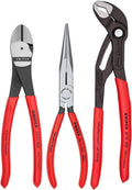 Ensemble d'équipements Knipex Tools 00 20 08 US2 comprenant une pince à bec long, une pince coupante diagonale et une pince Cobra (3 pièces).