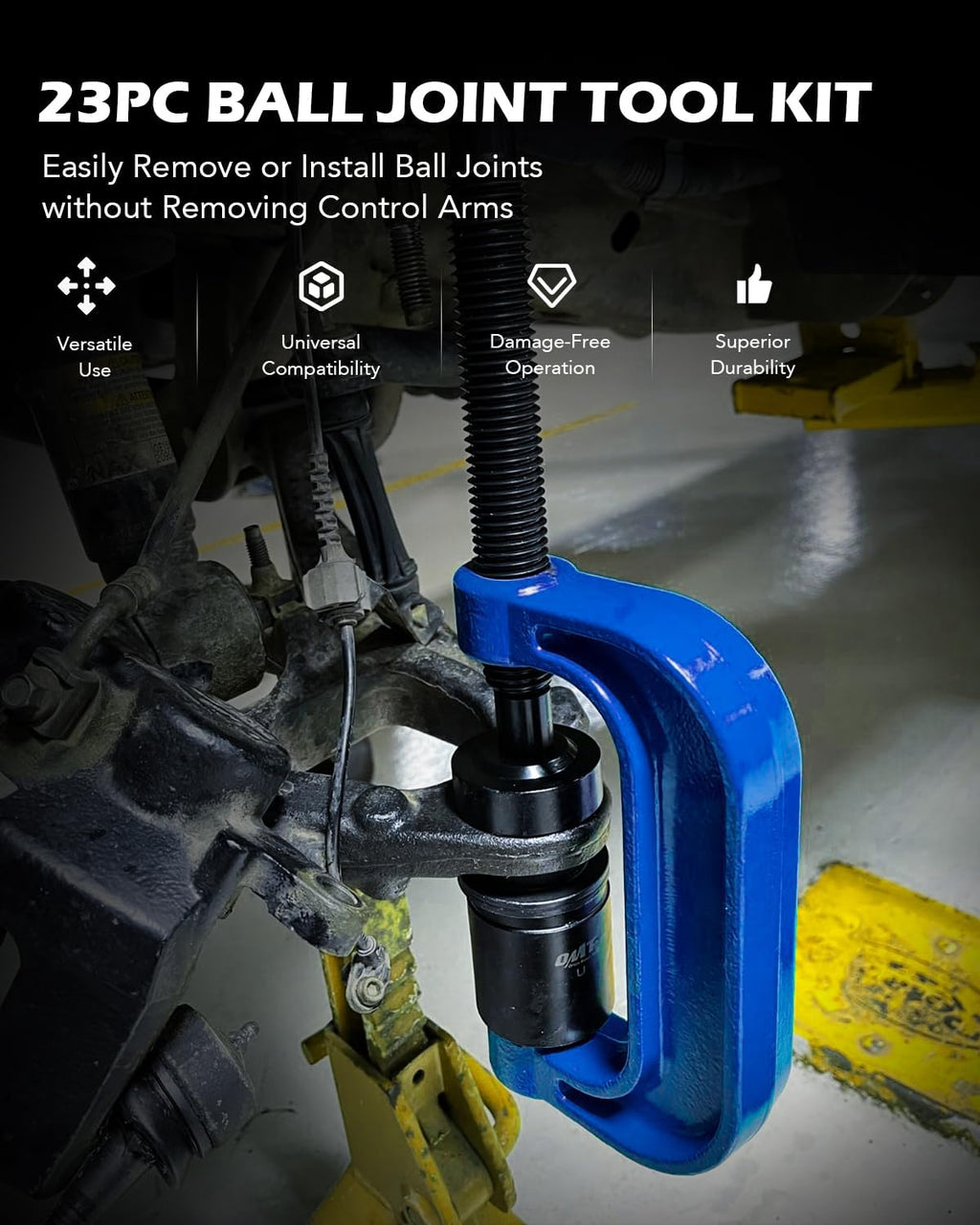 Ensemble de presse à rotule Orion Motor Tech Master, kit de 23 pièces destiné à presse à rotule et extraction de joint de cardan doté de douilles et adaptateurs universels, ensemble d'équipements robustes destiné à rotules