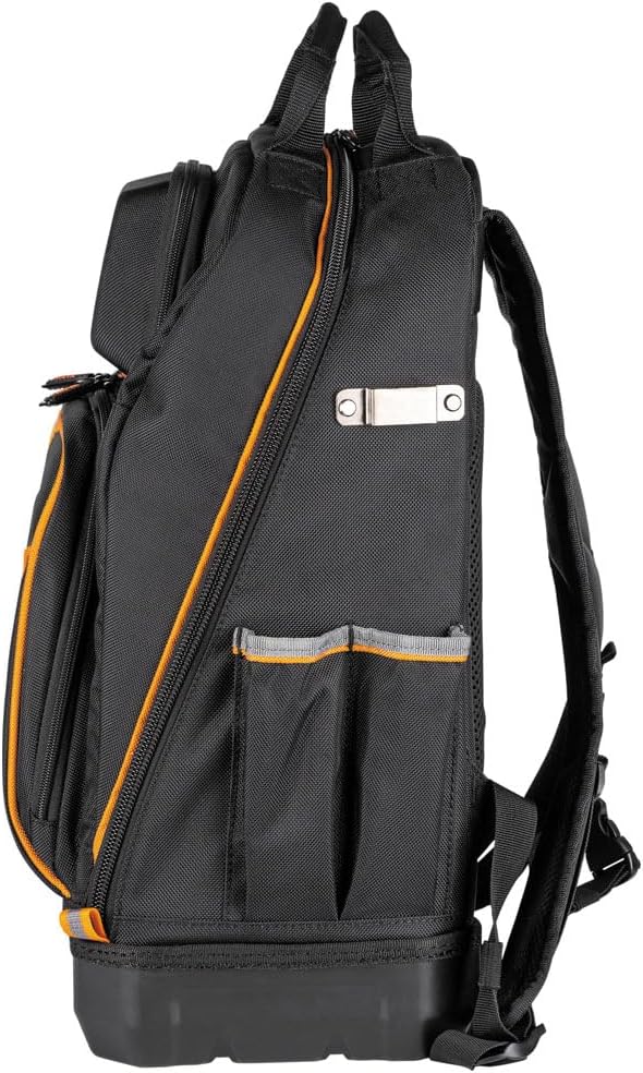 Sac à dos à équipements Klein Tools 62800BP, sac à dos de chantier Tradesman Pro extra-large à 40 poches destiné à électricien, doté de fond moulé et port de chargement