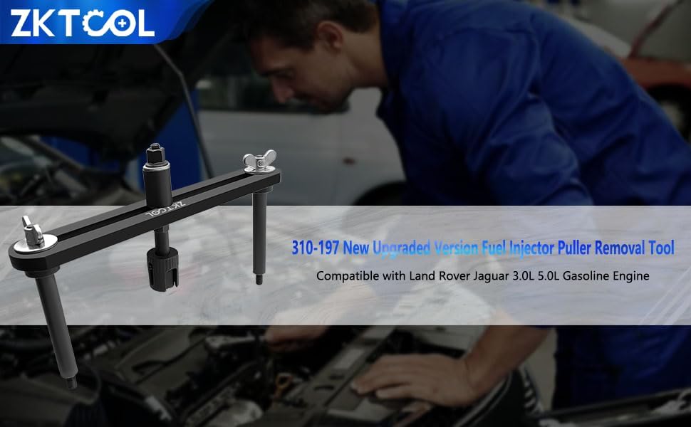 Dispositif d'extraction d'injecteurs de carburant ZKTOOL nouvelle version améliorée, compatible doté de les moteurs essence Land Rover Jaguar 3.0L et 5.0L. Permet de retirer facilement les injecteurs sans les endommager. Référence remplaçable : 310