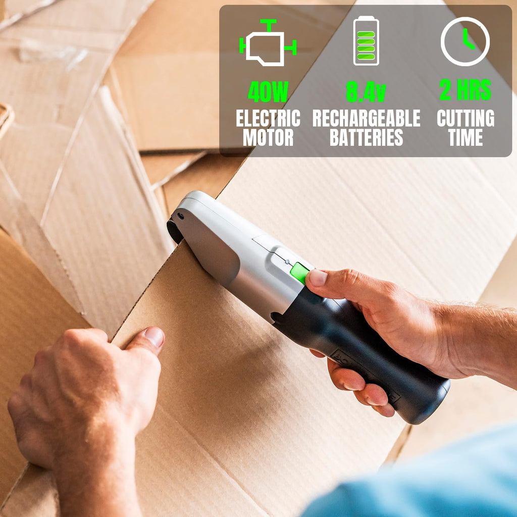 Coupe-carton électrique haut de gamme - L'outil ultime destiné à une découpe de carton sans effort - Coupe-carton électrique robuste, idéal destiné à une utilisation à domicile, au bureau et en milieu industriel.