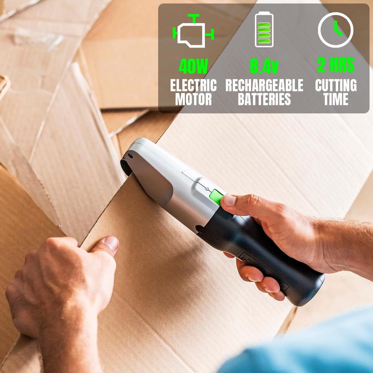 Coupe-carton électrique haut de gamme - L'outil ultime destiné à une découpe de carton sans effort - Coupe-carton électrique robuste, idéal destiné à une utilisation à domicile, au bureau et en milieu industriel.