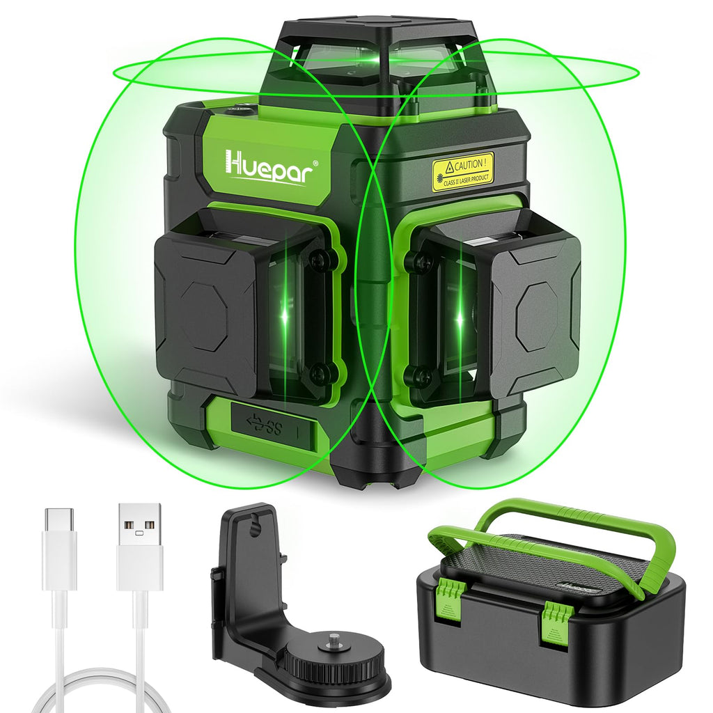 Niveau laser HUEPAR 360° - Dispositif rechargeable vert 3x360°