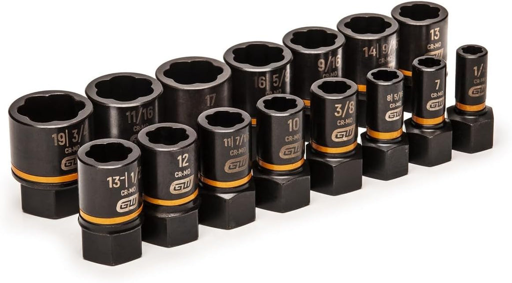 Jeu pour douilles d'extraction à impact GEARWRENCH 15 pièces, entraînements 1/4 et 3/8, Bolt Biter™ - 84783