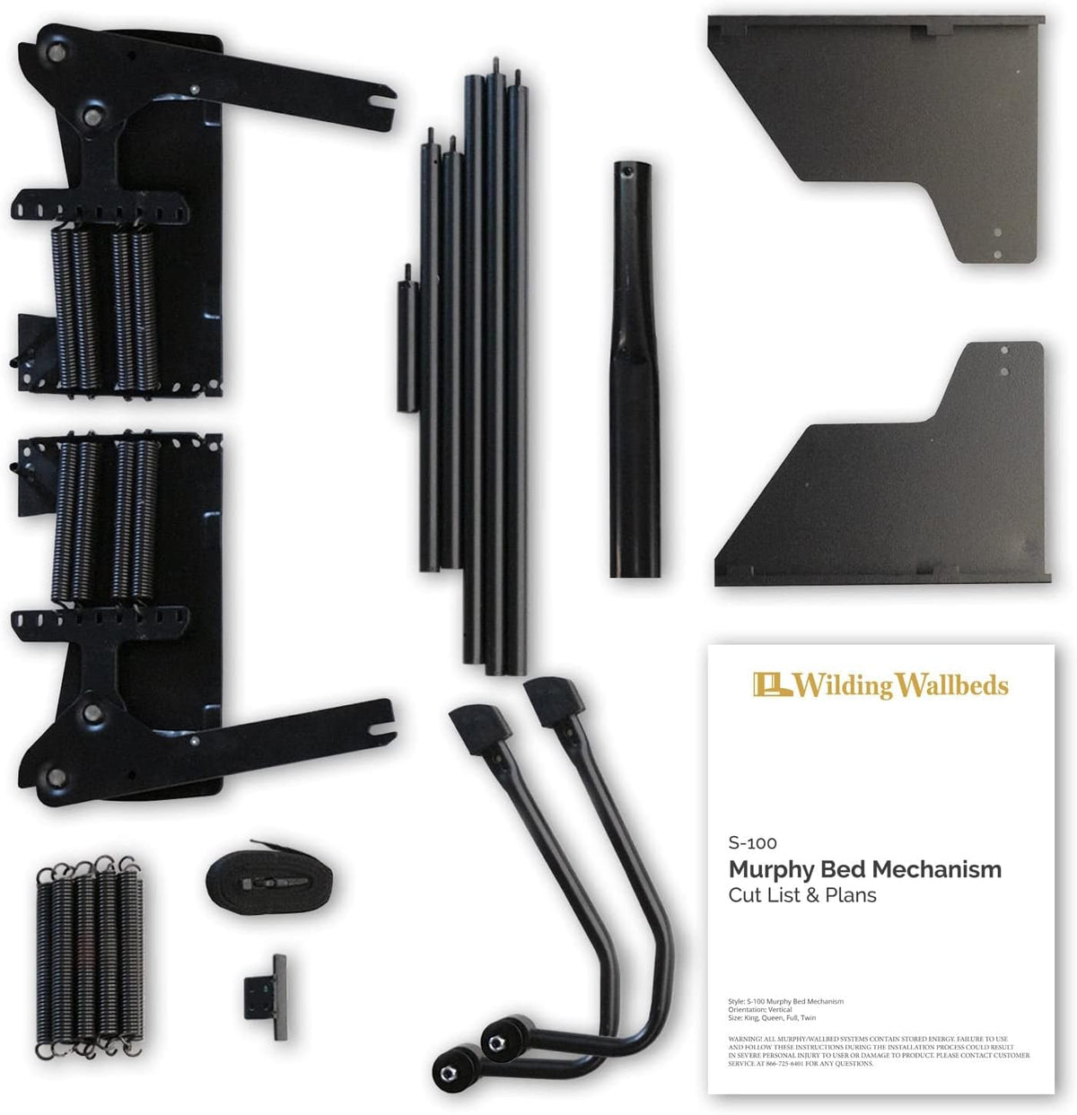 Ensemble de quincaillerie destiné à mécanisme de lit escamotable Wilding Wallbeds (taille universelle compatible doté de les lits King, Queen, Full et Twin) : ressort de levage, support mural vertical robuste en acier thermolaqué, lit escamotable...