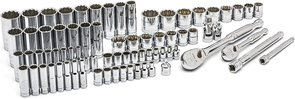 Ensemble d'équipements de mécanicien GEARWRENCH 76 pièces, entraînement 1/4 et 3/8, 12 pans, standard et profond, SAE/métrique - 80948