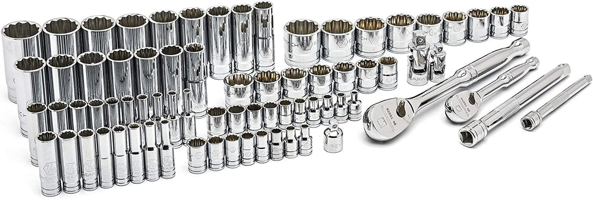 Ensemble d'équipements de mécanicien GEARWRENCH 76 pièces, entraînement 1/4 et 3/8, 12 pans, standard et profond, SAE/métrique - 80948