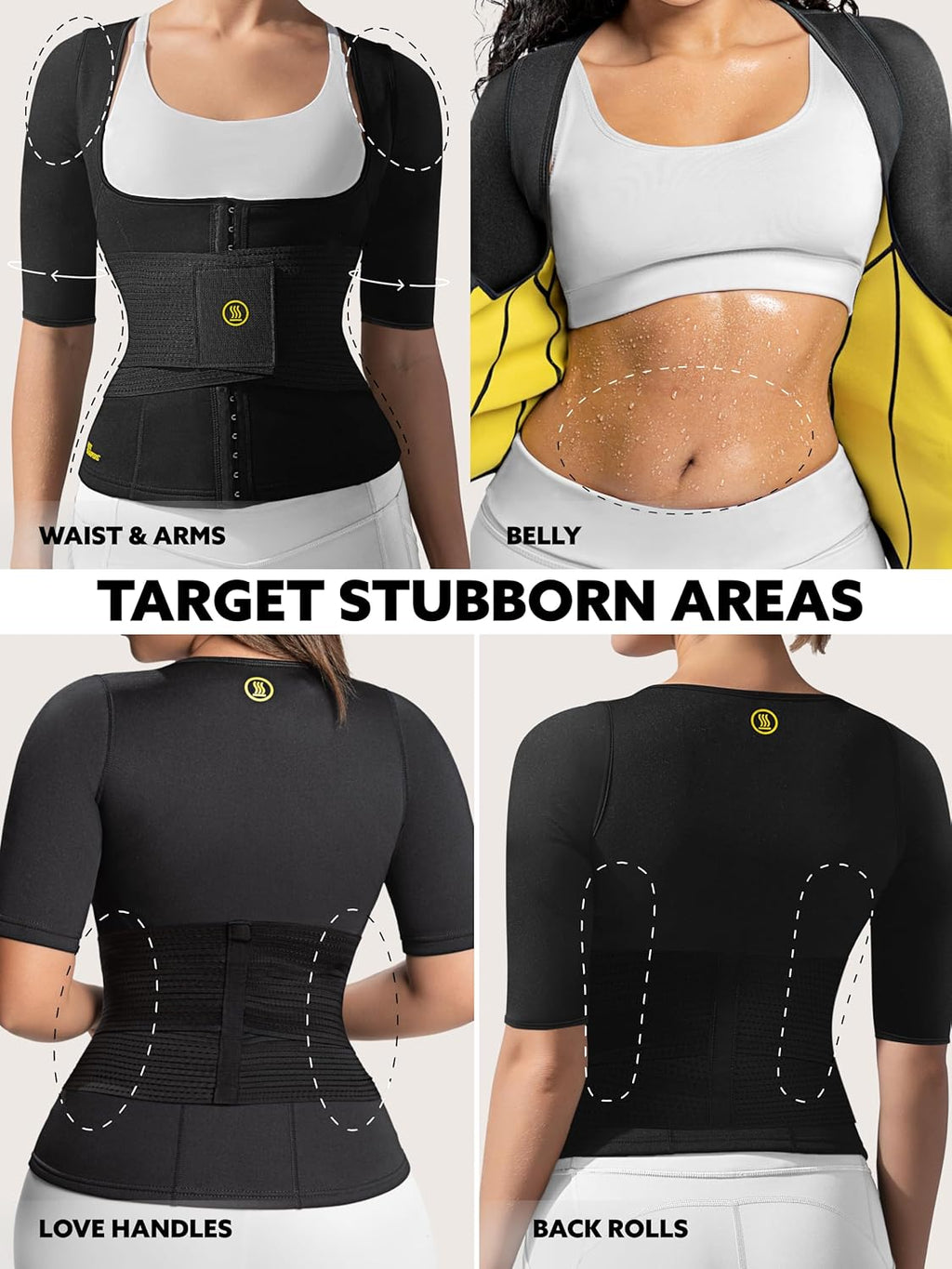Ensemble de remodelage corporel HOT SHAPERS destiné à femmes doté de manches - Ceinture amincissante à manches et gaine destiné à un remodelage complet du corps