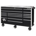 Armoire à roulettes Extreme Tools Professional EXQ 72″ à dégagement rapide et triple rangée pour 17 tiroirs (noir-aluminium)