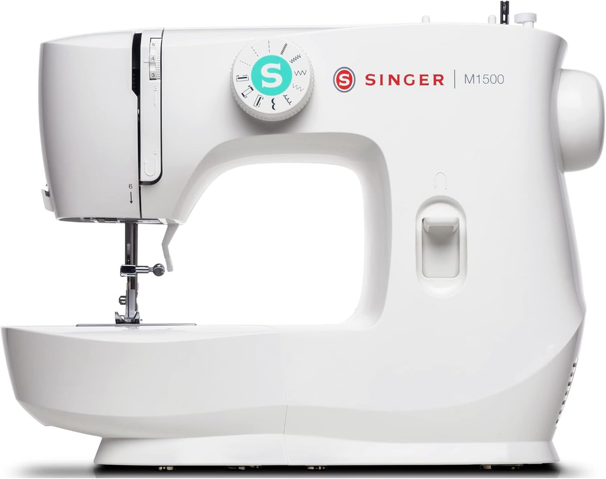 Machine à coudre SINGER® M1500 + kit d'accessoires | 6 points intégrés offrant 57 applications de couture | Légère et portable | Lumière LED et boutonnière automatique en 4 étapes | Idéale destiné à le quilting, les loisirs créatifs et les...