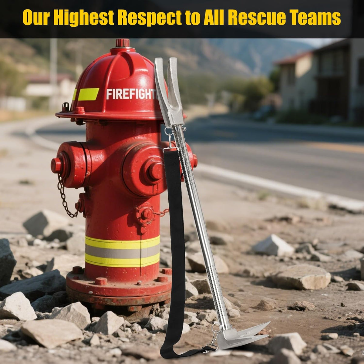 Dispositif Halligan 30, barre Halligan doté de sangle de transport destiné à les opérations de sauvetage incendie, les effractions tactiques et les interventions d'urgence