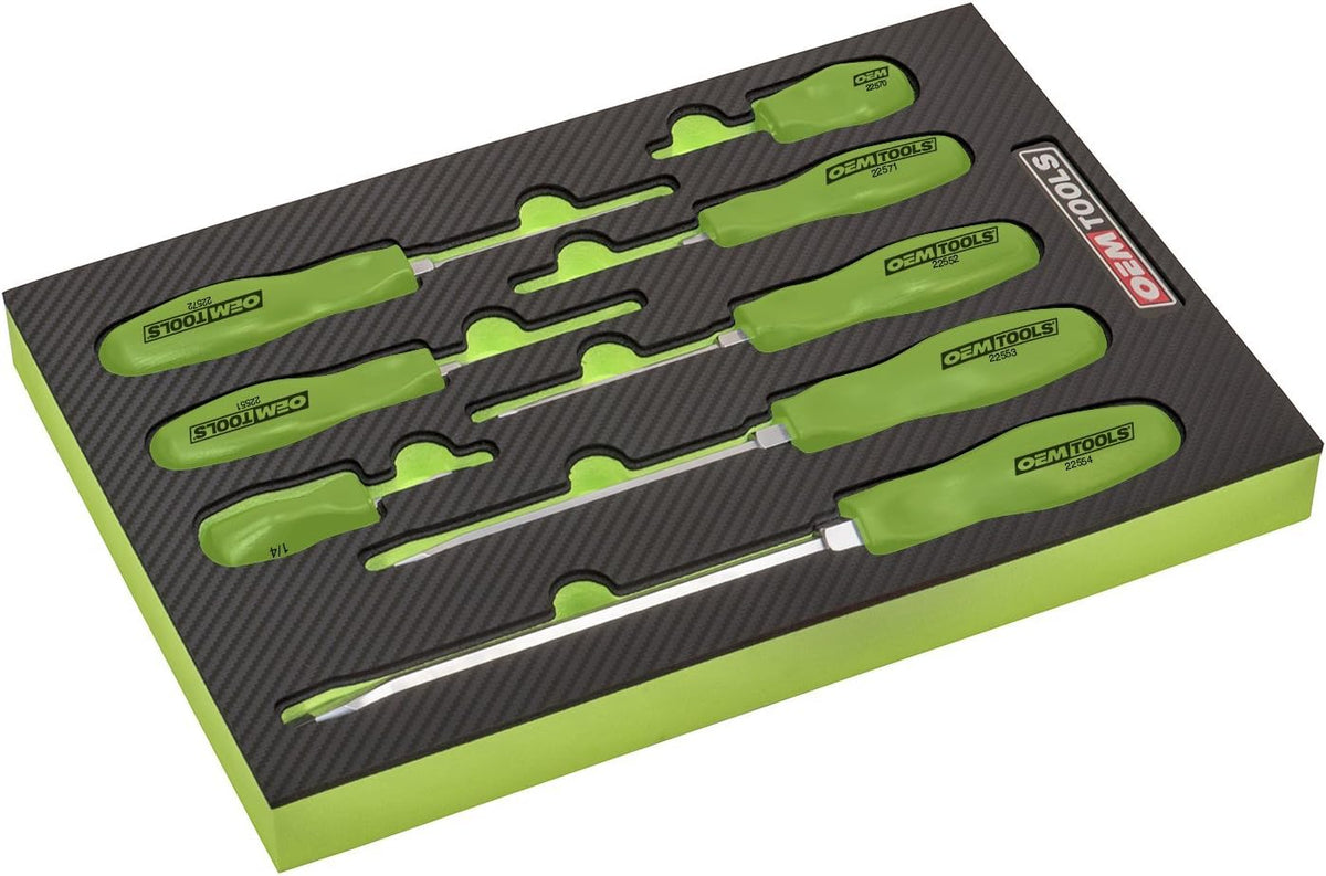 Jeu de tournevis de mécanicien OEM Tools 23999, 8 pièces | 8 tournevis plats et cruciformes courants | équipements destiné à mécaniciens, techniciens et particuliers | Acier allié