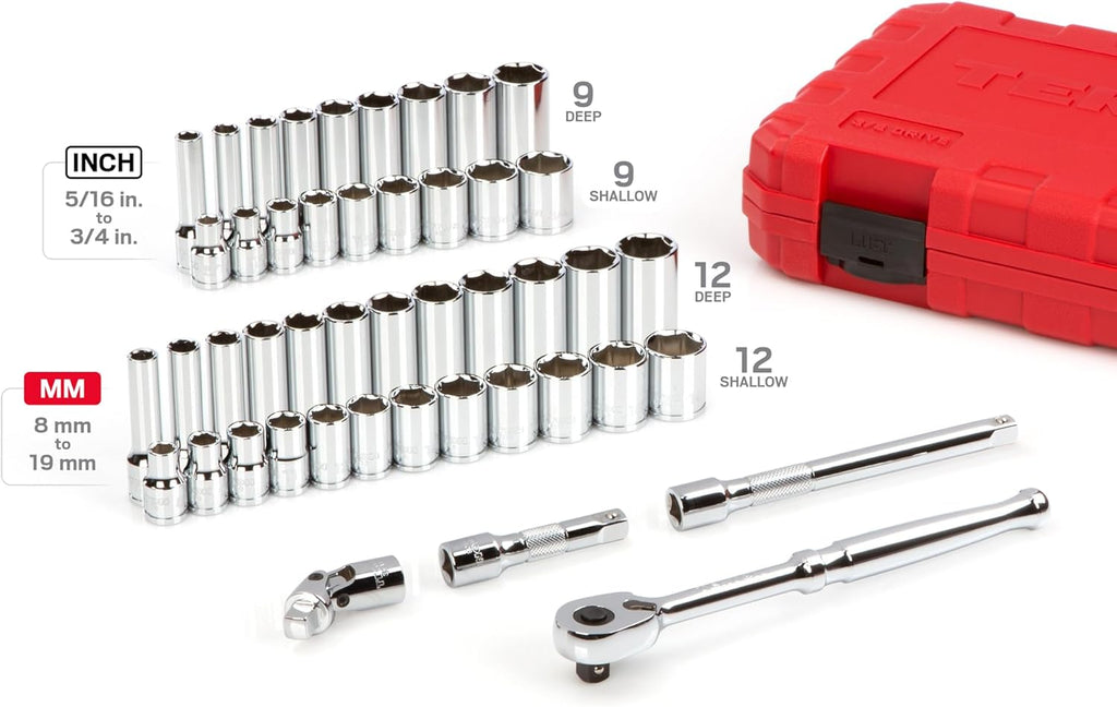 Ensemble de 46 douilles et cliquet TEKTON à entraînement 6 pans (8-19 mm), 3/8 po | SKT15301