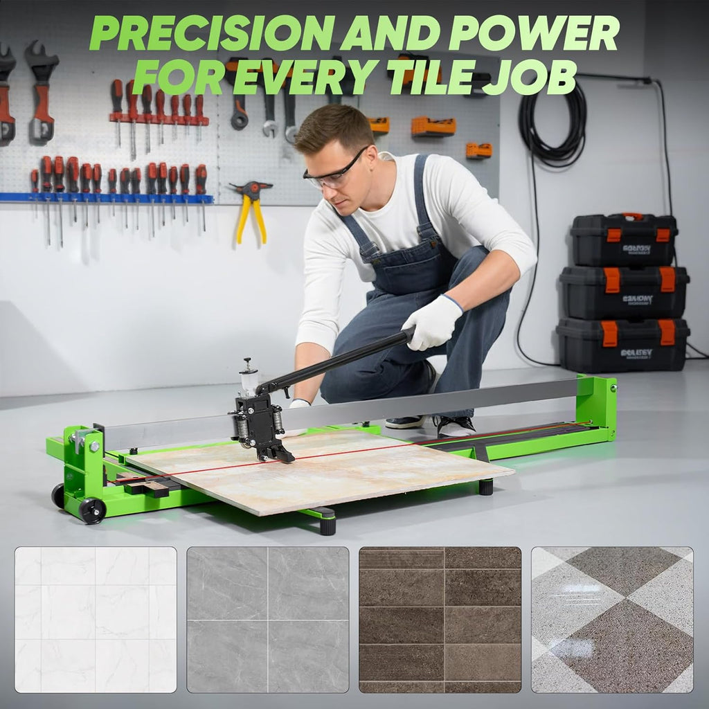 Coupe-carreaux manuel Sakerplus 31, coupe-carreaux pour usage professionnel doté de guide laser et base antidérapante destiné à une coupe précise des carreaux de porcelaine et de céramique (31 pouces).