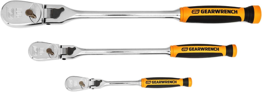 Clé à cliquet flexible à verrouillage bimatière 90 dents, entraînement 1/4", 3/8" et 1/2" GEARWRENCH - 81298T, multi-usage, taille unique – sélection pratique