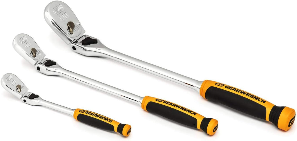Clé à cliquet flexible à verrouillage bimatière 90 dents, entraînement 1/4", 3/8" et 1/2" GEARWRENCH - 81298T, multi-usage, taille unique – sélection pratique