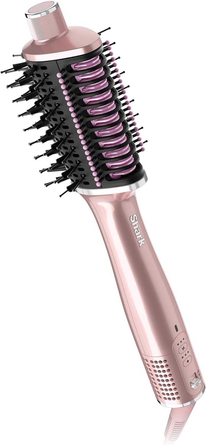 Lisseur et fer à lisser Shark Glossi 2-en-1 | Brushing ultra-rapide et ultra-brillant à domicile | Revêtement céramique à température contrôlée, convient aux cheveux bouclés, frisés et colorés | Litchi | HT302PK – sélection pratique