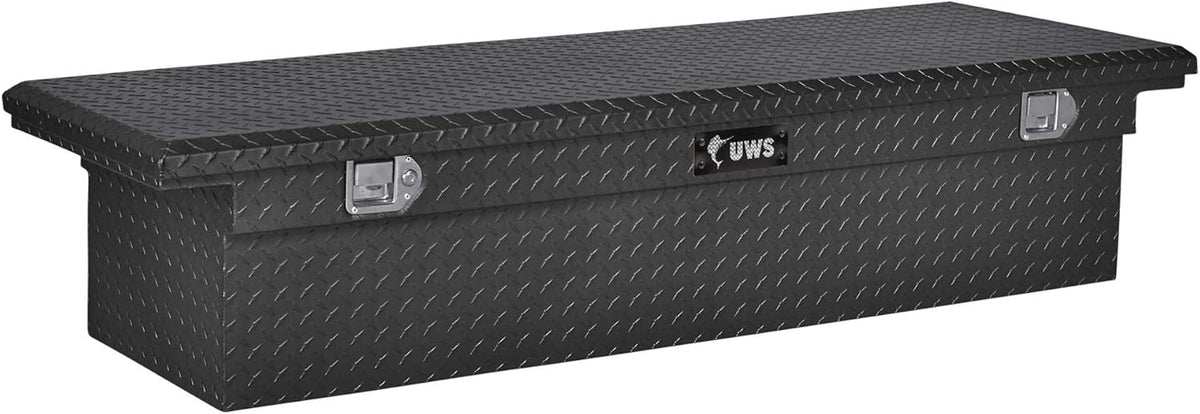 Coffre à outils pratiques pour camion UWS EC10603 72 pouces en aluminium à paroi épaisse noir mat, profil bas et couvercle RigidCore