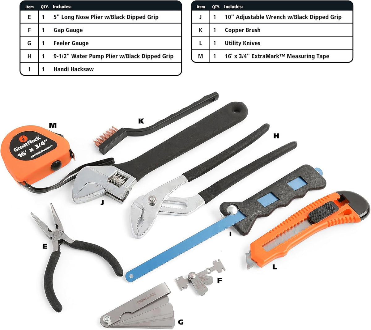 Coffret d'outils pratiques marins Great Neck MS125 de 125 pièces, cadeau pour homme, cadeau pour papa, haute visibilité, coffret à outils de bateau résistant à l'eau, accessoires et fournitures de bateau chromés antirouille