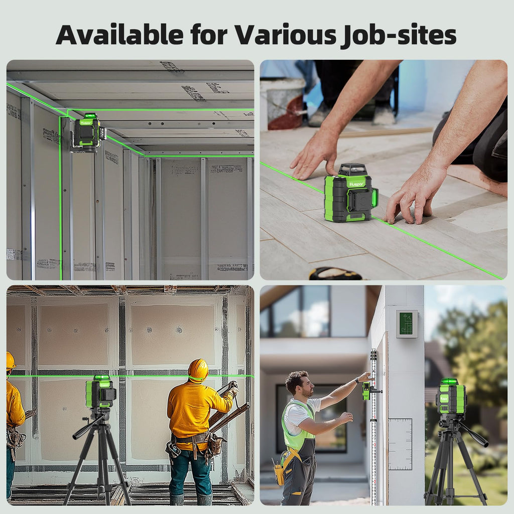 Niveau laser HUEPAR 360° - Dispositif rechargeable vert 3x360°