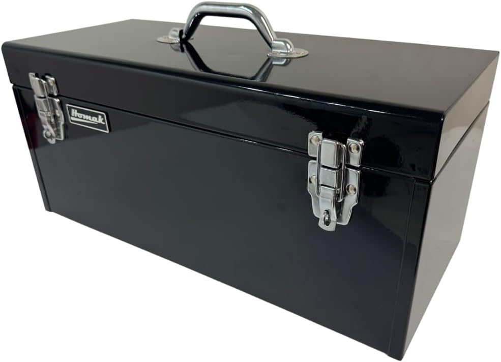 Boîte à équipements Homak en acier à couvercle plat doté de plateau amovible, noire, 50,8 cm (20 pouces)