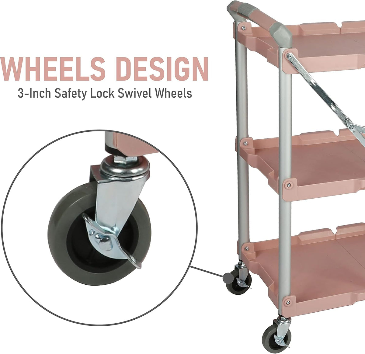 Chariot pour service pliable et enroulable Olympia Tools 89-350 Pack-N-Roll, capacité de 68 kg (150 lb), rose