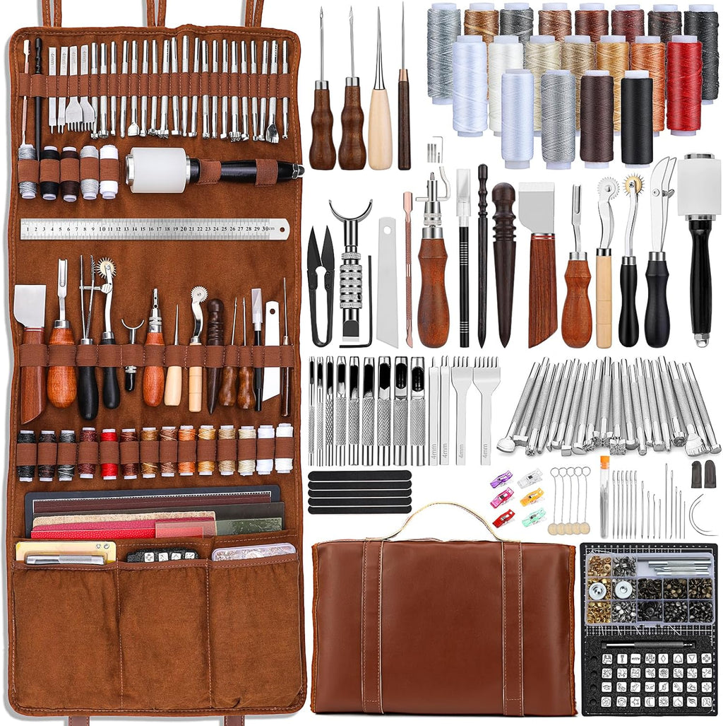 ensemble d'équipements destiné à le travail du cuir TLKKUE : équipements professionnels destiné à le travail du cuir, comprenant des tapis de découpe, des équipements de gravure, de poinçonnage, de couture, d'estampage et de ponçage destiné à la...