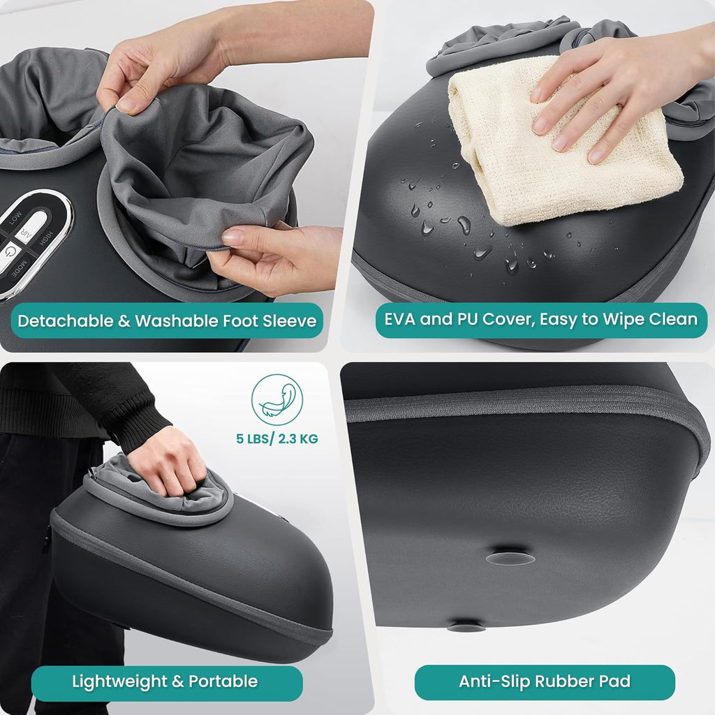 Appareil de massage des pieds Nekteck Shiatsu doté de fonction chauffante (version 2026 améliorée), 3 modes de massage par pétrissage profond et compression d'air, outil de massage destiné à soulager la fasciite plantaire, cadeau de relaxation...