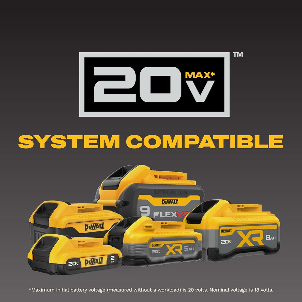 Visseuse à chocs DEWALT 20V MAX XR, 1/4 pouce, sans balais, couple élevé, 3 vitesses, sans fil haut de gamme doté de lumière DEL, autonomie prolongée, outil seul (DCF845B)
