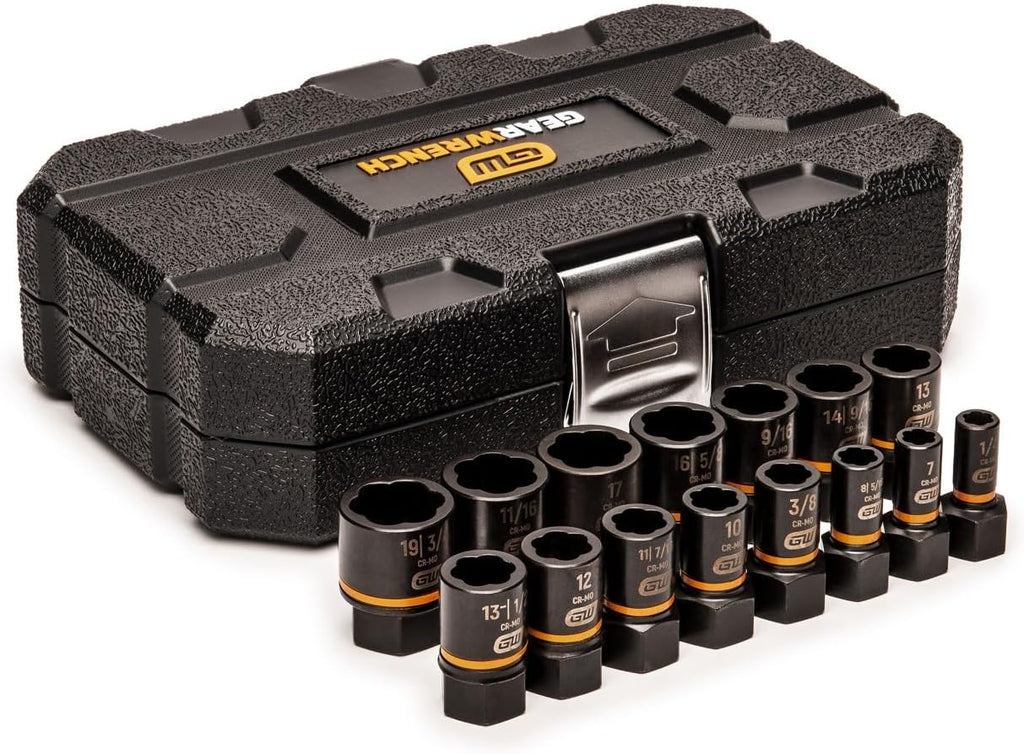 Jeu pour douilles d'extraction à impact GEARWRENCH 15 pièces, entraînements 1/4 et 3/8, Bolt Biter™ - 84783