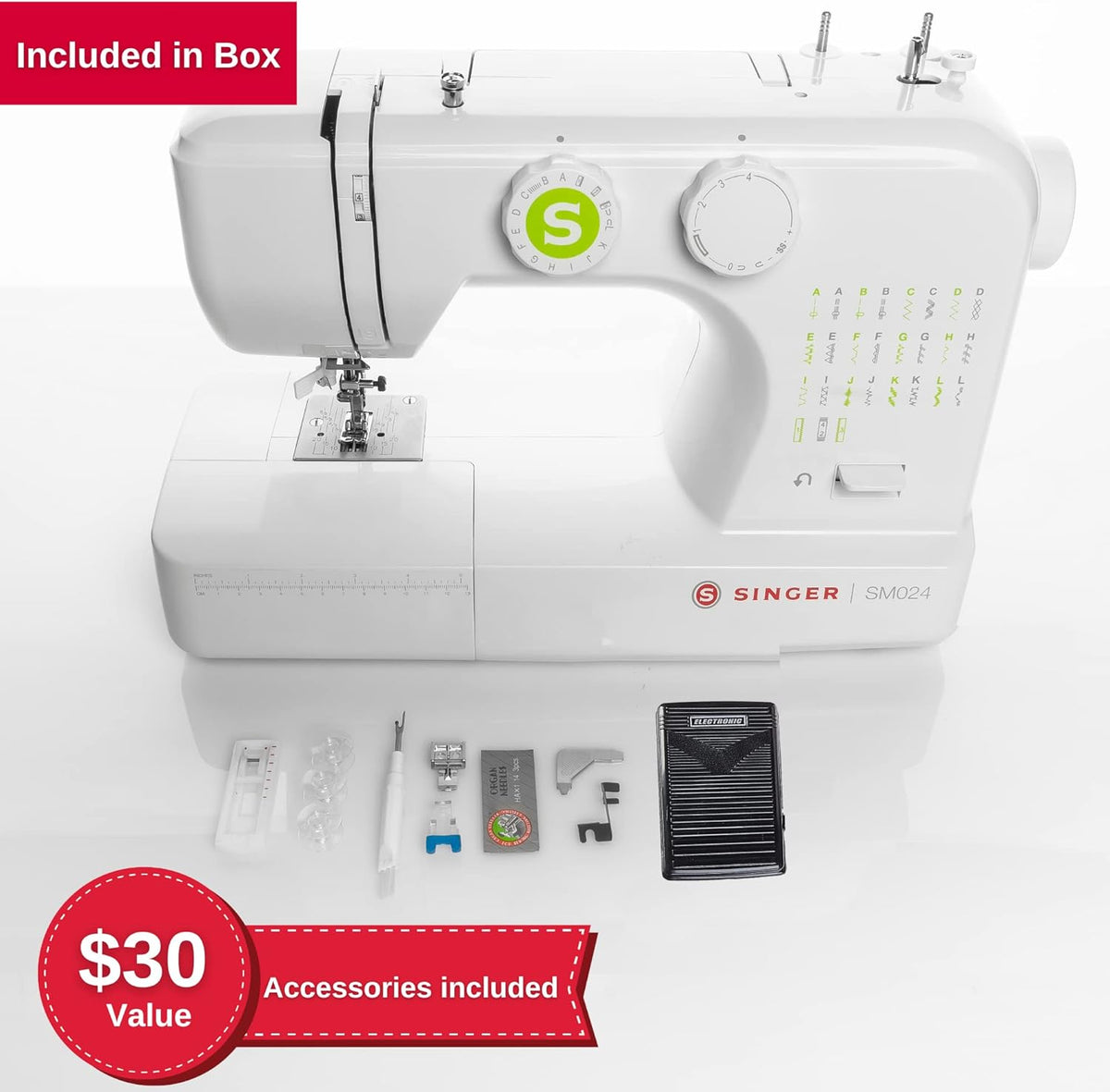 Machine à coudre Singer SM024GREENFR SM024 verte - Reconditionnée, taille moyenne – sélection pratique