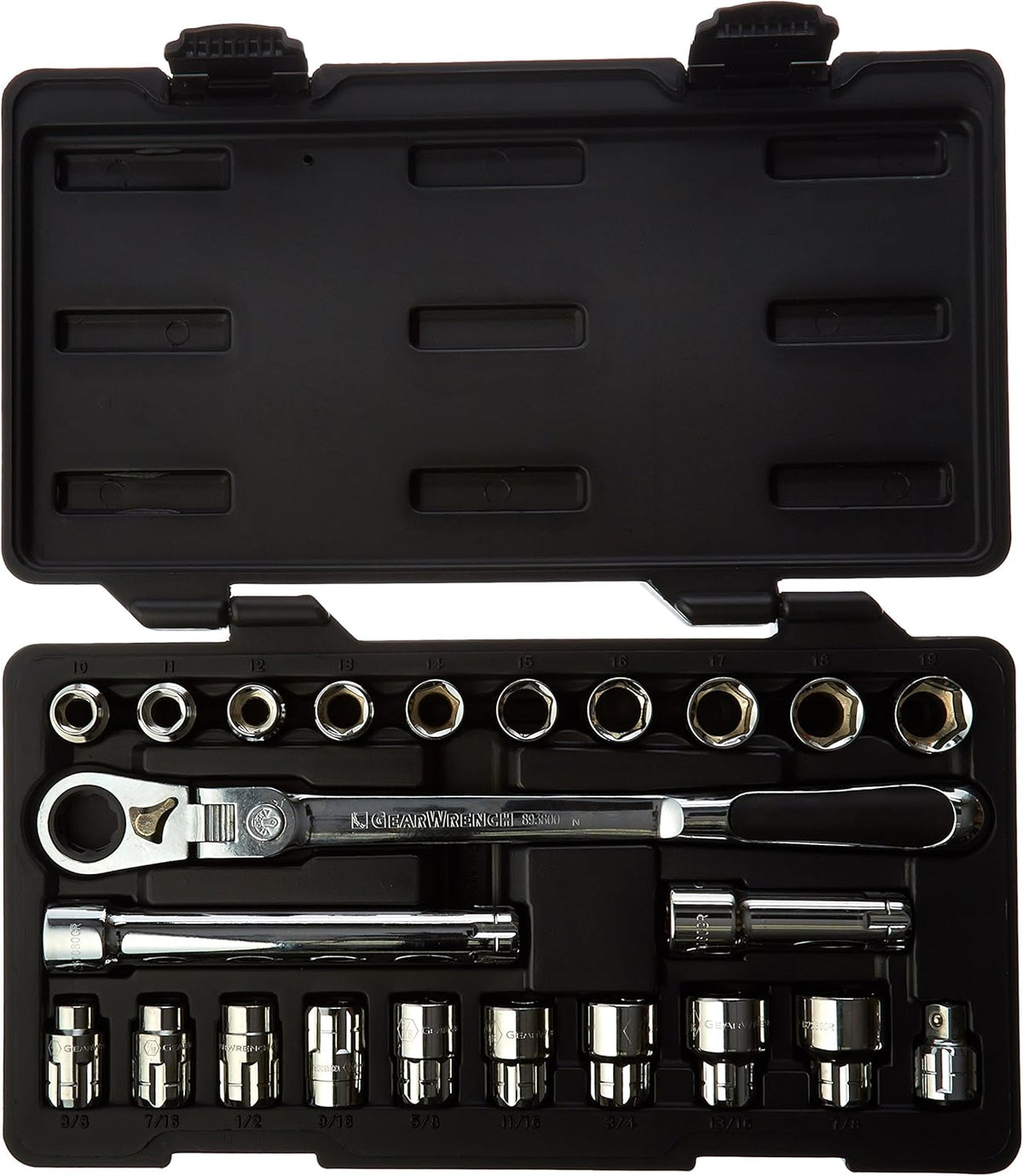 Ensemble d'équipements de mécanicien GEARWRENCH 23 pièces, entraînement 3/8 Pass-Thru™, 6 pans, standard SAE/métrique | 893823