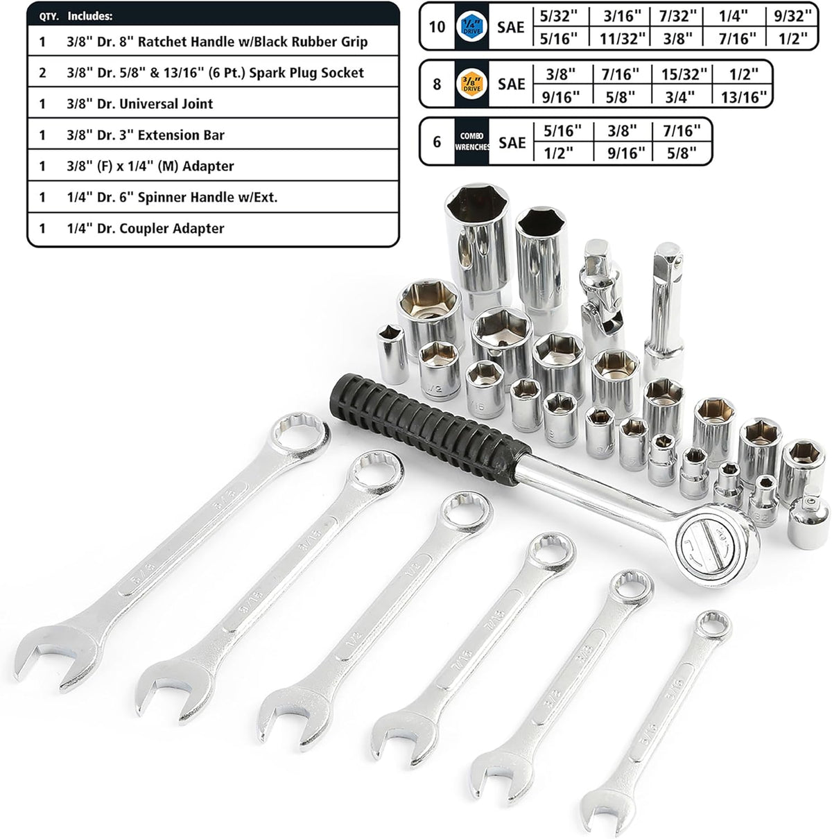 Coffret d'outils pratiques marins Great Neck MS125 de 125 pièces, cadeau pour homme, cadeau pour papa, haute visibilité, coffret à outils de bateau résistant à l'eau, accessoires et fournitures de bateau chromés antirouille