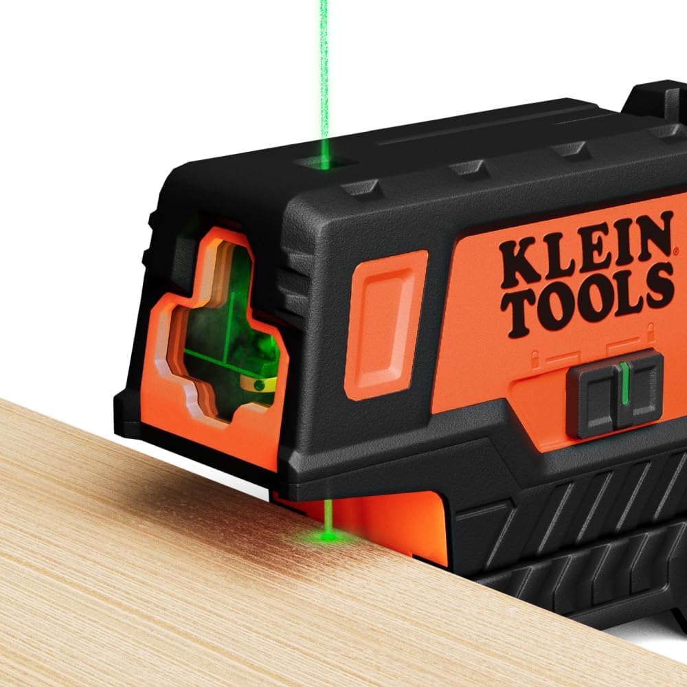 Niveau laser compact autonivelant Klein Tools 93MCLPG doté de point d'aplomb, ligne croisée verte brillante, portée de 23 m (75 pieds), classe laser 2, puissance de sortie