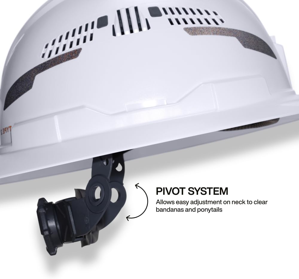 Casque de chantier Klein Tools 60407T2RL de type 2, à large bord ventilé, classe C, doté de jugulaire, suspension à 6 points doté de fixations destiné à accessoires, rembourrage lavable et lampe frontale rechargeable.