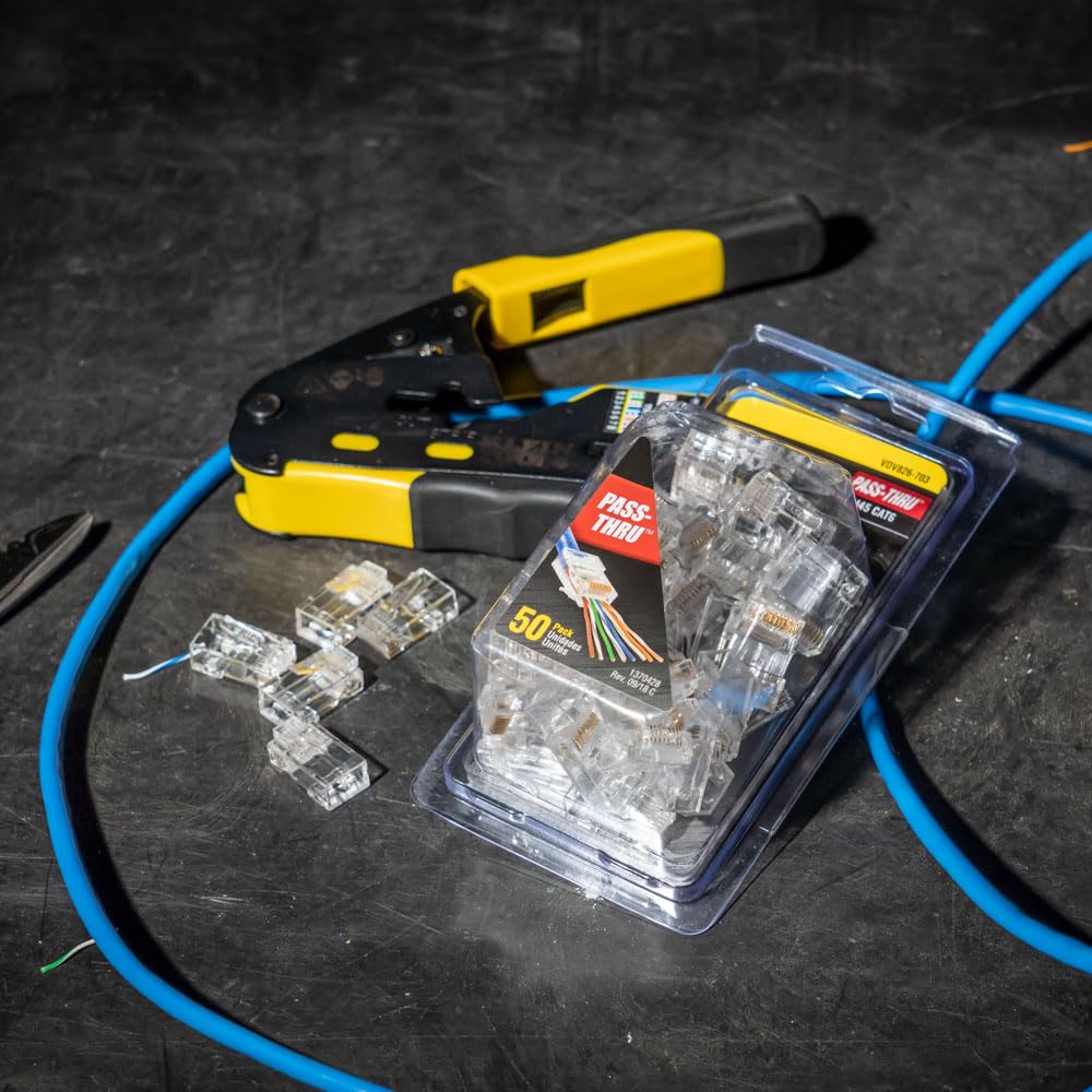 Ensemble de testeur de câbles et fils LAN Klein Tools 80085 VDV destiné à connecteurs modulaires RJ45 Klein Pass-Thu, 6 pièces