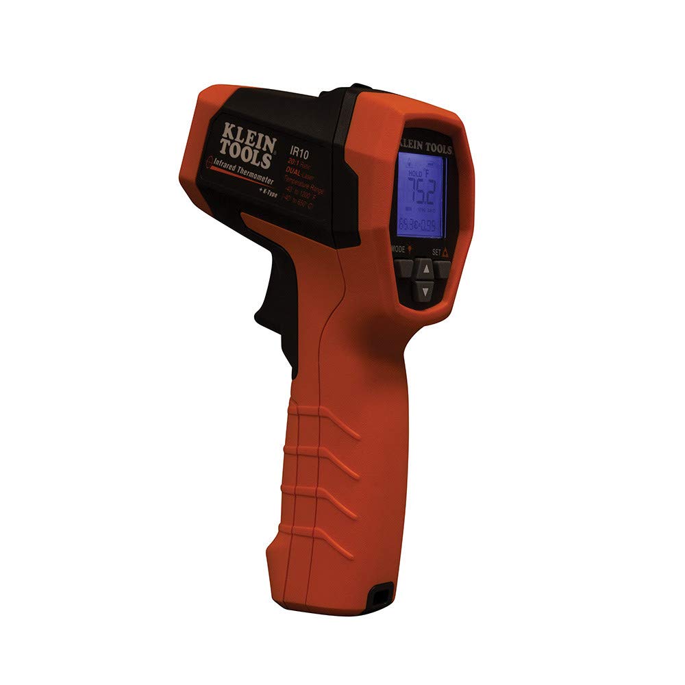 Thermomètre infrarouge Klein Tools IR10, pistolet thermomètre numérique doté de double laser de visée, rapport de grossissement 20:1