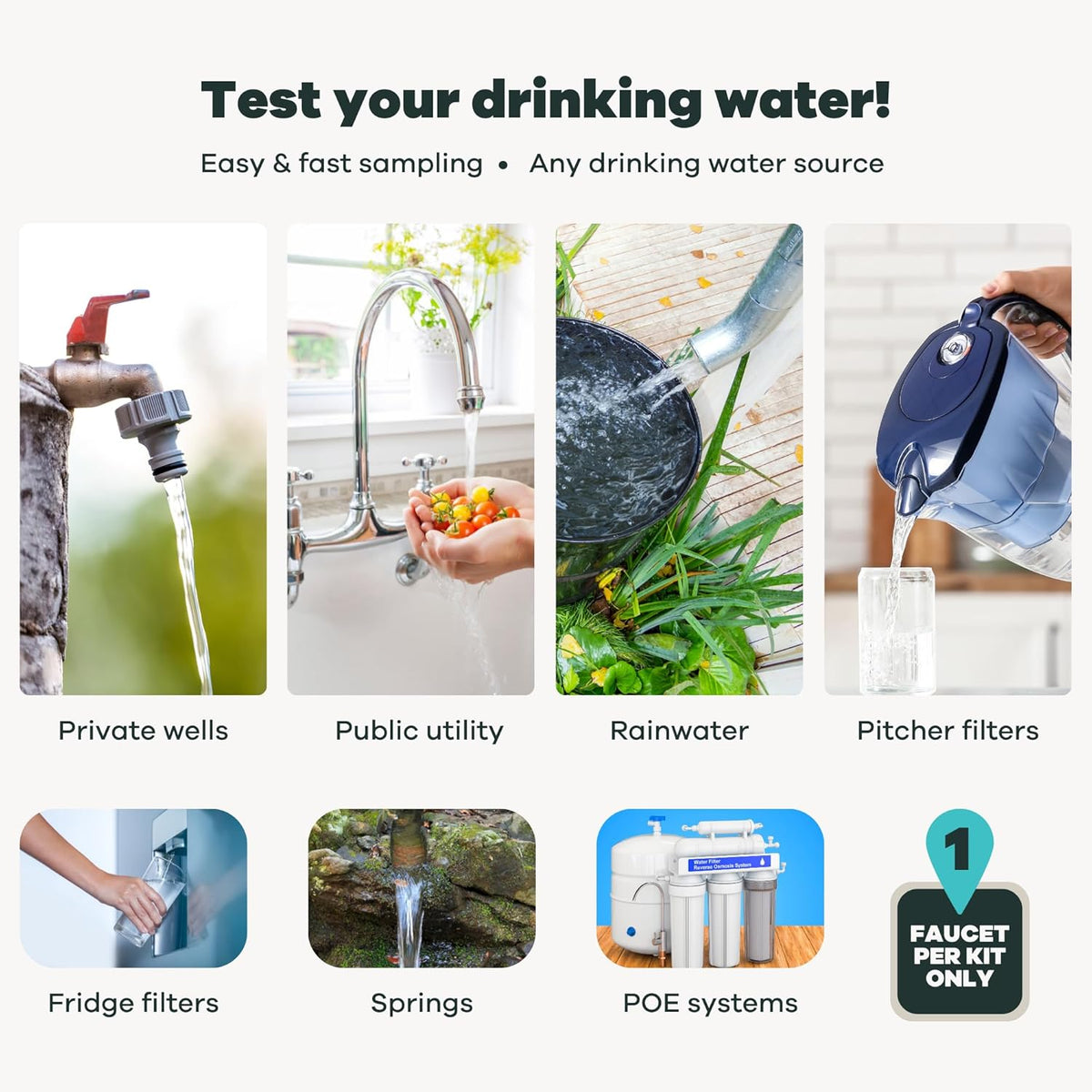 Kit d'analyse d'eau domestique avancé | Puits ou eau pour ville | Laboratoires d'analyse d'eau potable certifiés EPA | Analyse de 116 paramètres, dont le plomb, le cuivre, la dureté, l'alcalinité et plus encore | Meilleur test d'eau domestique n° 1