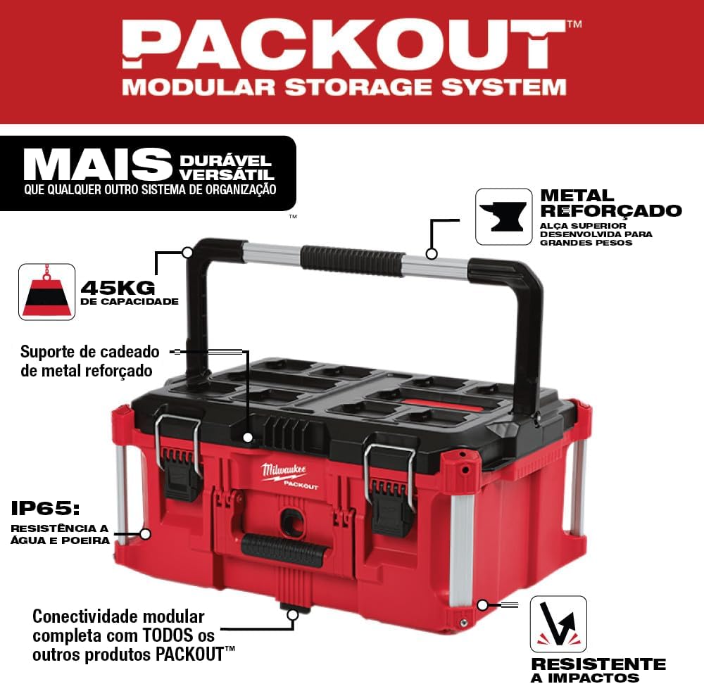 Coffret à outils Milwaukee Electric Tool Pack Out 48-22-8425, grande taille, rouge