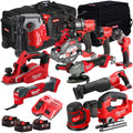 Ensemble d'équipements sans fil Milwaukee 18 V de 11 pièces doté de 3 batteries de 5,0 Ah et chargeur dans un sac T4TM-9