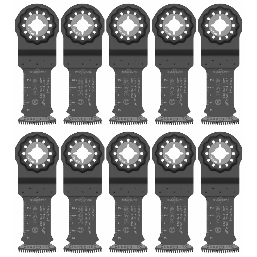 BOSCH OSL114JF-10 Dispositif multifonction oscillant Starlock 1-1/4 po, lame bimétallique, paquet de 10 - Précision pour usage professionnel suisse, conception d'interface 3D, compatibilité universelle destiné à des coupes nettes dans le bois dur