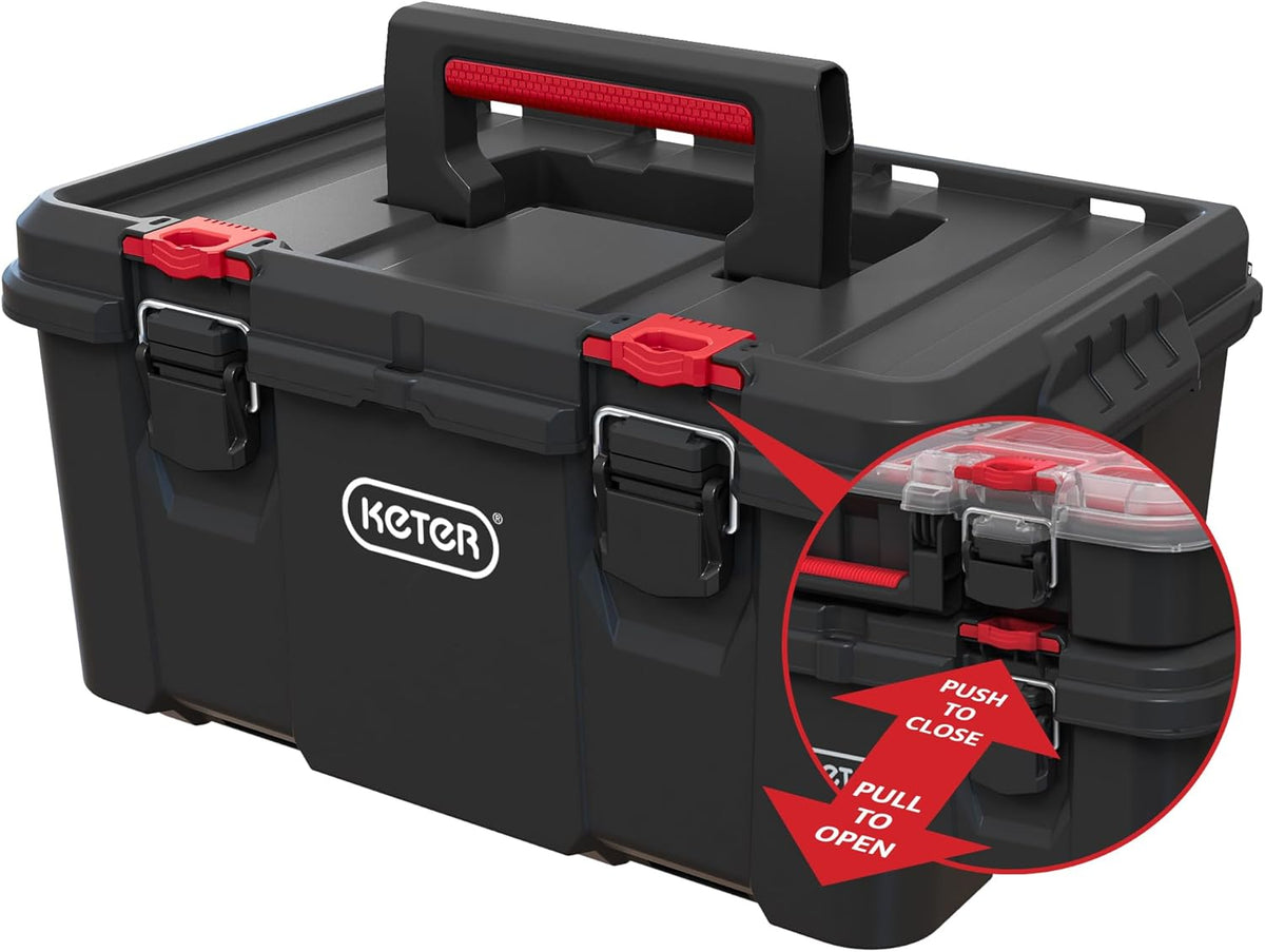 Boîte à équipements modulaire Keter Stack n' Roll, empilable, légère, durable, résistante à l'eau, noire