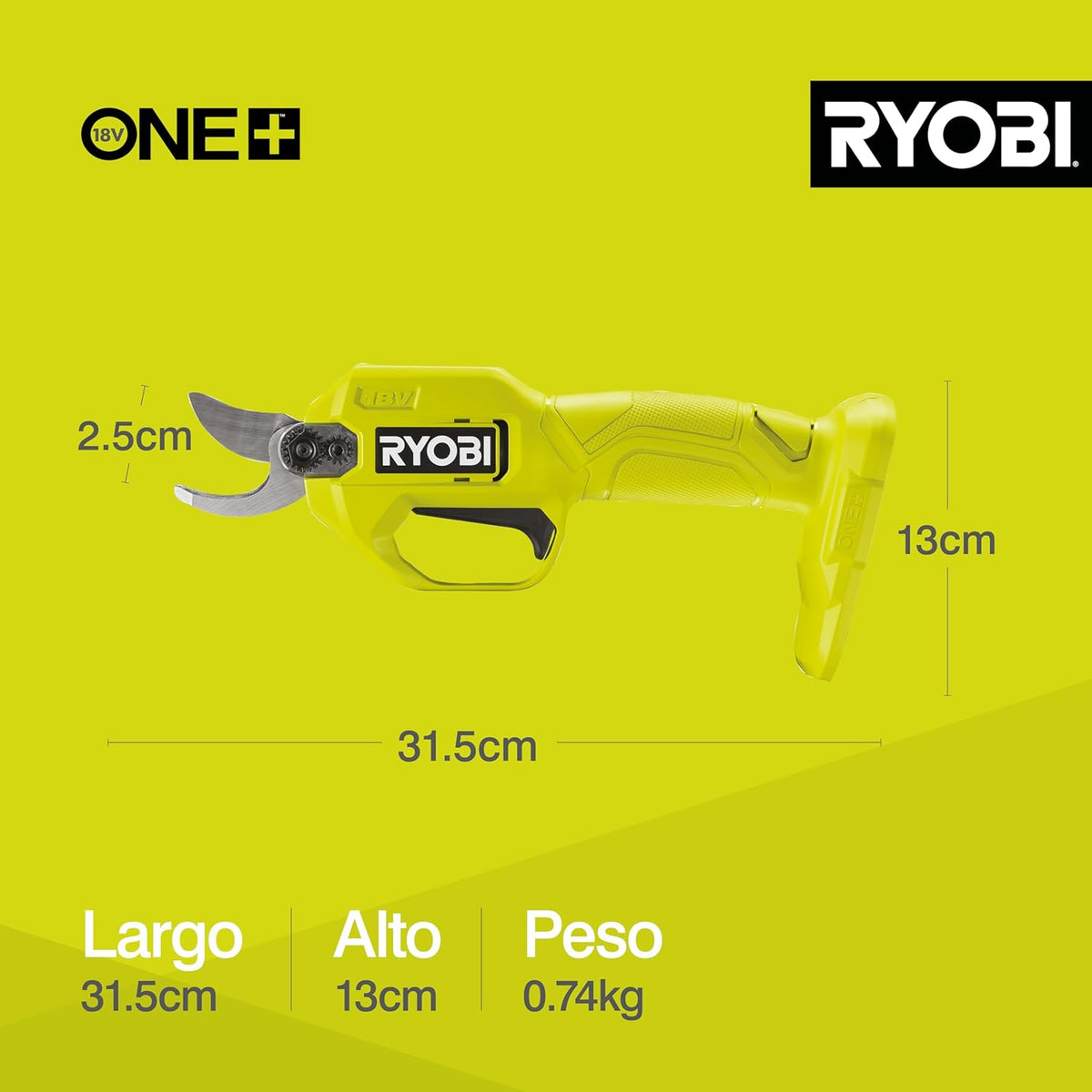 Sécateur sans fil Ryobi RY18SCA-0 18V ONE+ (outil seul), noir – sélection pratique