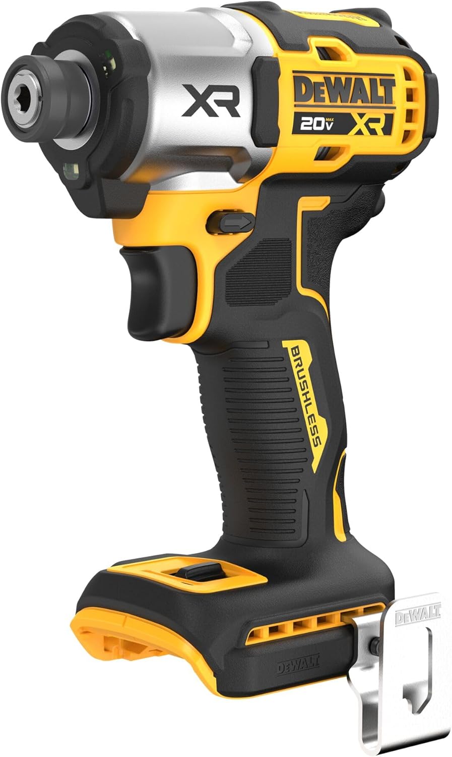 Visseuse à chocs DEWALT 20V MAX XR, 1/4 pouce, sans balais, couple élevé, 3 vitesses, sans fil haut de gamme doté de lumière DEL, autonomie prolongée, outil seul (DCF845B)