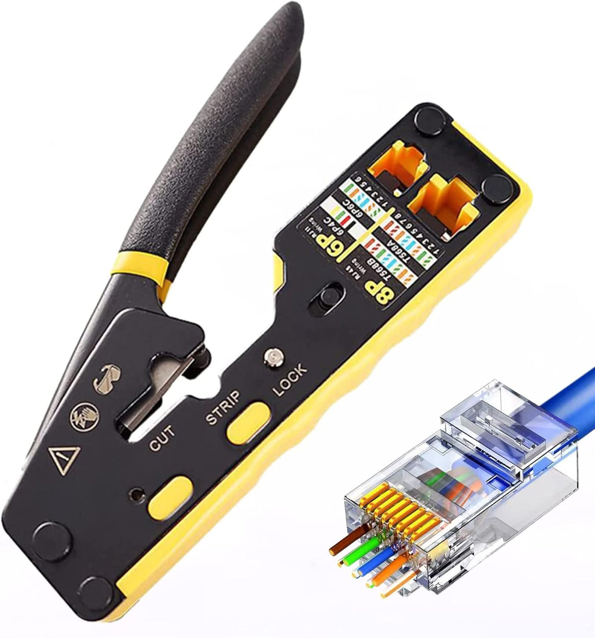 ensemble d'équipements réseau Gaobige, outil de sertissage RJ45, pince à sertir Cat6 Cat5 Cat5e, outil de sertissage traversant, outil de suivi de câbles, outil de perforation 110/88, dénudeur, coupe-câbles, connecteurs traversants Cat6