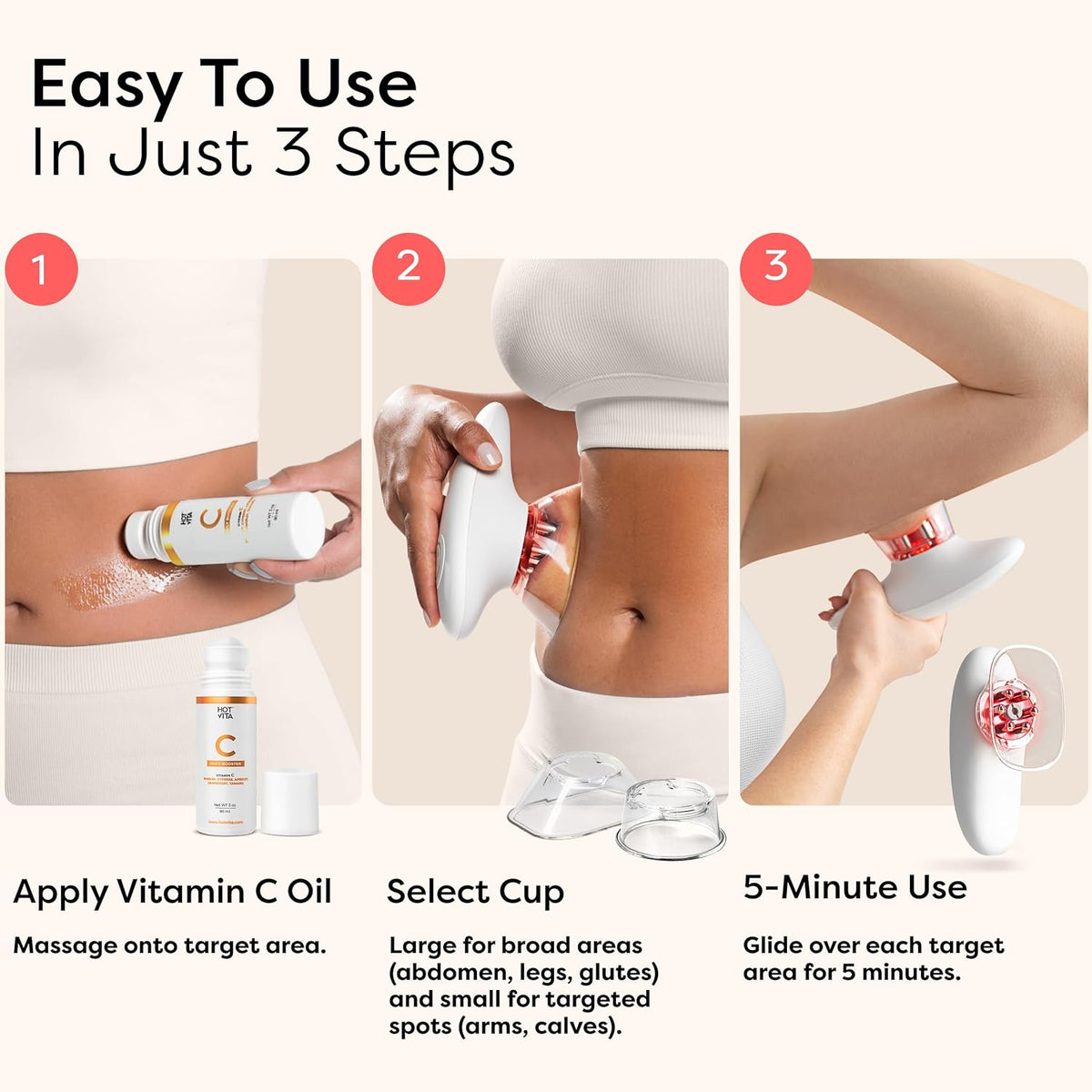 Redu Sculpt 3-en-1 Appareil de remodelage corporel - Appareil de raffermissement de la peau destiné à le ventre, les bras, les jambes et les poignées d'amour - Dispositif de massage anti-cellulite destiné à raffermir et améliorer la circulation